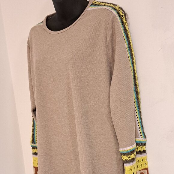 Easel BOHO Long Sleeve Top Crochet Accents Misses Size Large - Picture 7 of 11